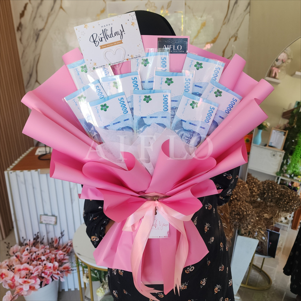 Jual Buket AIFLO / Buket Uang 10 Lembar Model Lurus / Money Bouquet ...