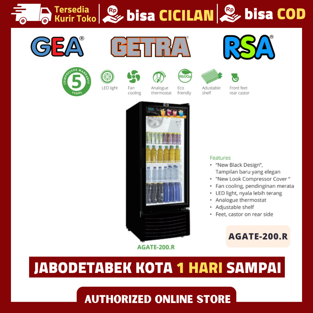 Jual SHOWCASE RSA AGATE-200 N DISPLAY COOLER LEMARI PENDINGIN MINUMAN 3 ...
