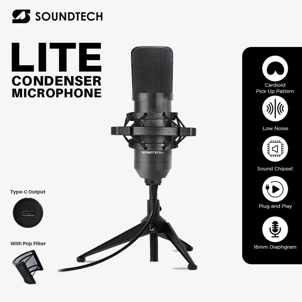 Jual SOUNDTECH Lite LT-700 USB Condenser Microphone Plug & Play Mic ...