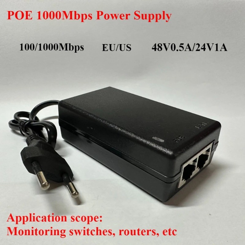 Jual 2PCS POE Injector 48V05A US EU Plug Power Supply 24V1A 12V2A for ...