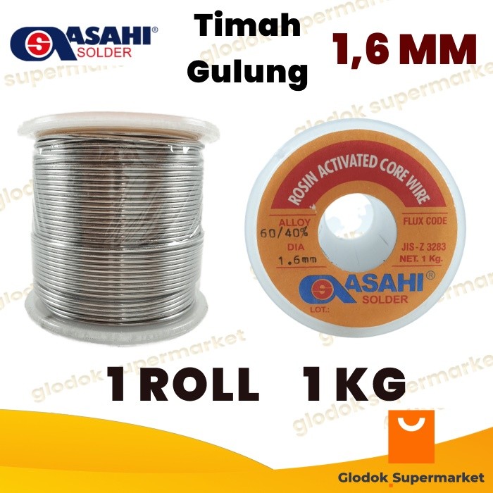 Jual Timah Solder Asahi 1.6mm 1kg Timah Roll Gulung 1.6 mm 1 kg Grade ...