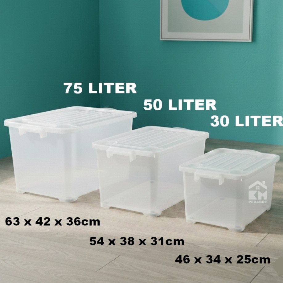Jual FRESHCUBE - Kontainer Box Transparan Roda 30L 50L 75L / Kotak ...