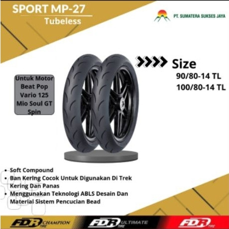 Jual Ban FDR Sport Racing MP-27 Ring 14 90/80 dan 100/80 Ban Luar Motor ...
