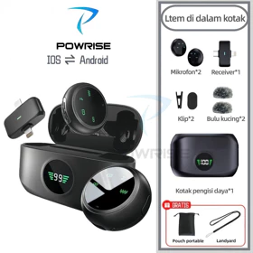 POWRISE K31Pro Wireless Microphone 2 In 1 Clip On Mic Plug Play Dual Lavalier Microphone