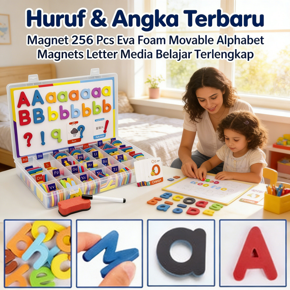 Jual Magnet Terlengkap Belajar Huruf & Angka Magnet Eva Foam 256 Pcs ...