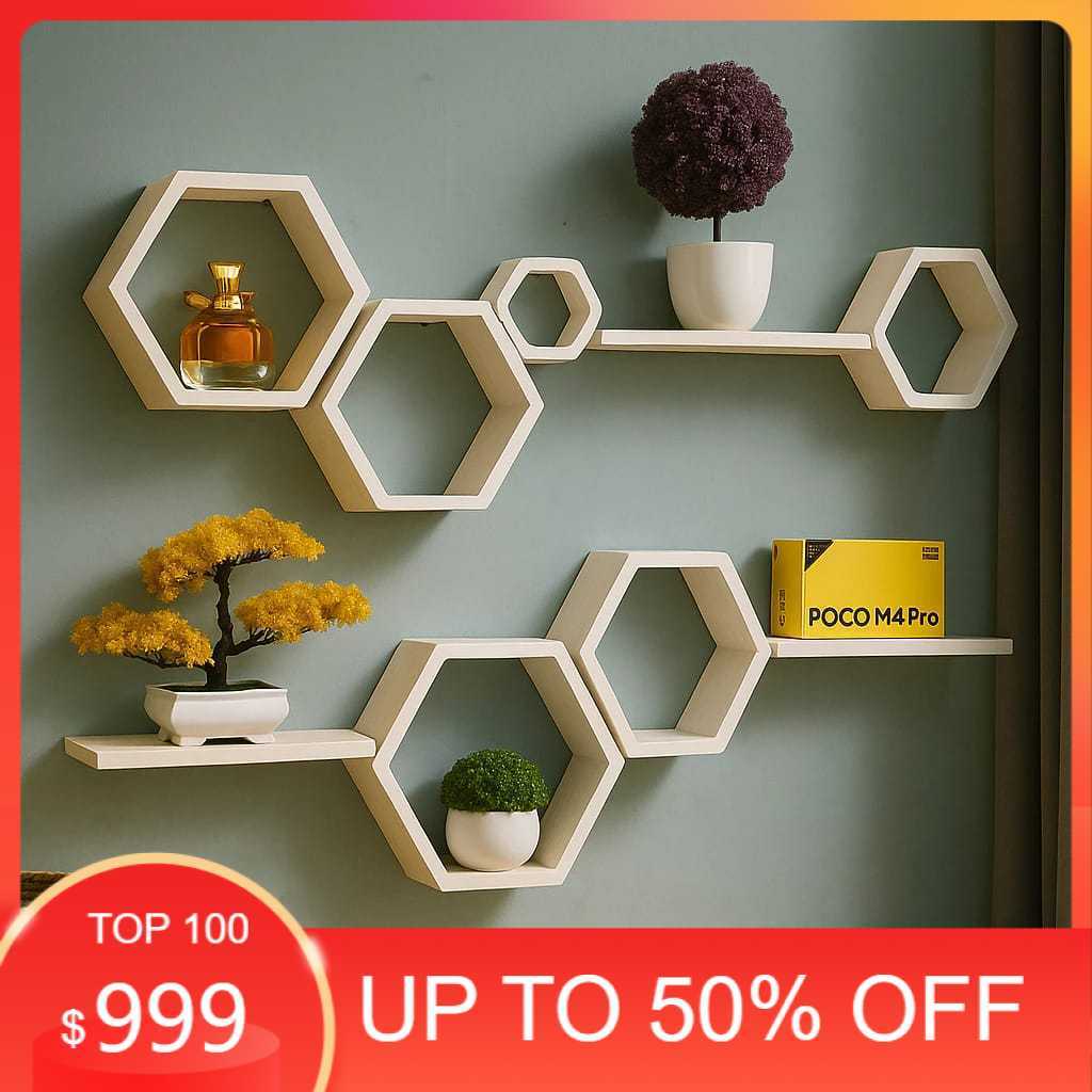 Jual Satu Set Rak Tempel Hexagonal Hiasan Dinding Estetik Hexagon / Rak ...