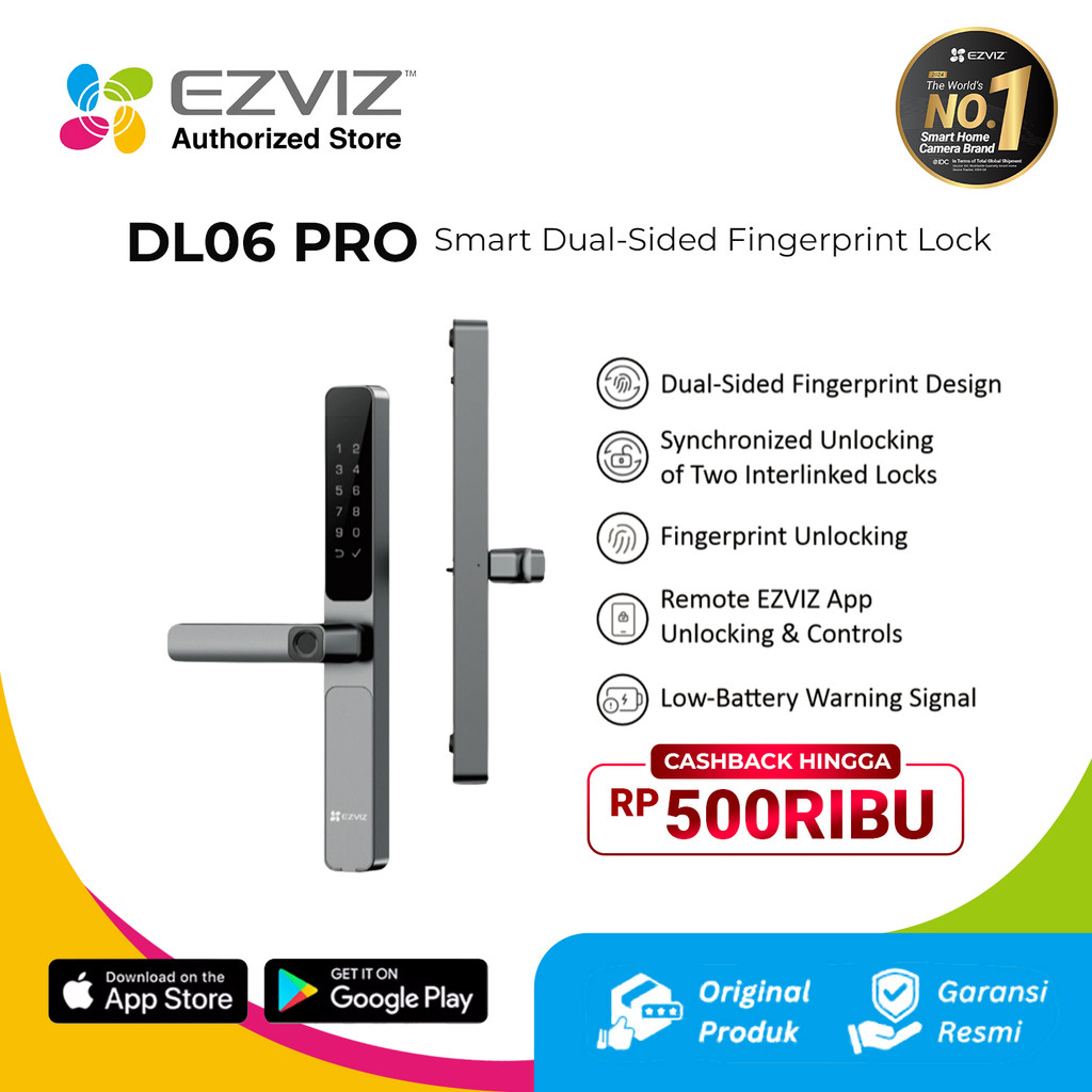 Jual EZVIZ DL06 / DL06 Pro Smart Lock Dual Fingerprint Door Lock ...