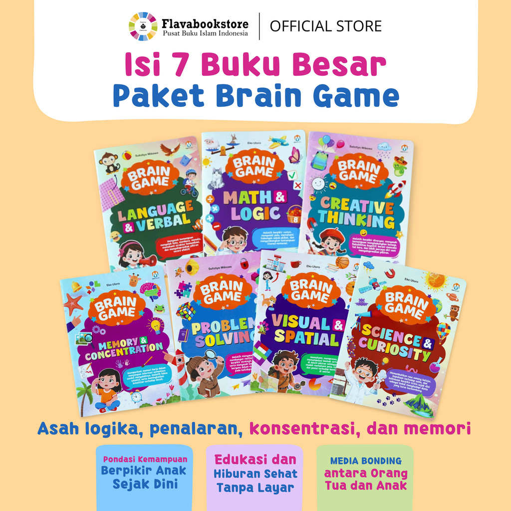 Ziyadbooks - Paket 7 BUKU BESAR Brain Game - Buku Anak Mengasah Logika, Problem Solving dan Hard Skill - Buku Games Produktif untuk Anak Usia 5 6 7 8 Tahun