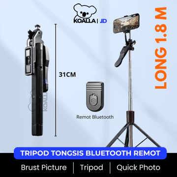 Tripod Tongsis Bluetooth 1.8 Meter Selfie Stick 4 In 1 170cm T 18 Portable 360 Derajat Remote
