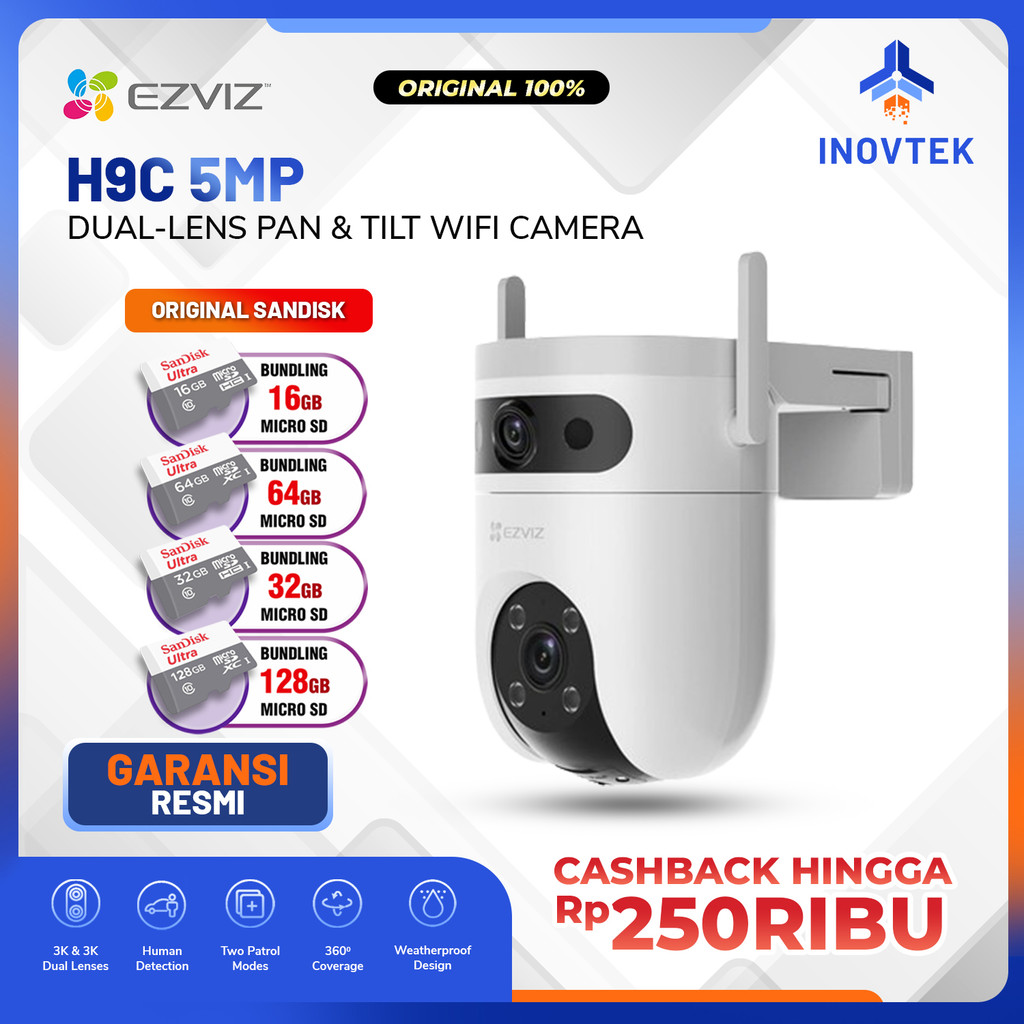 Jual EZVIZ H9C DUAL 3K 5MP+5MP Dual-Lens Pan & Tilt Wifi Smart IP ...
