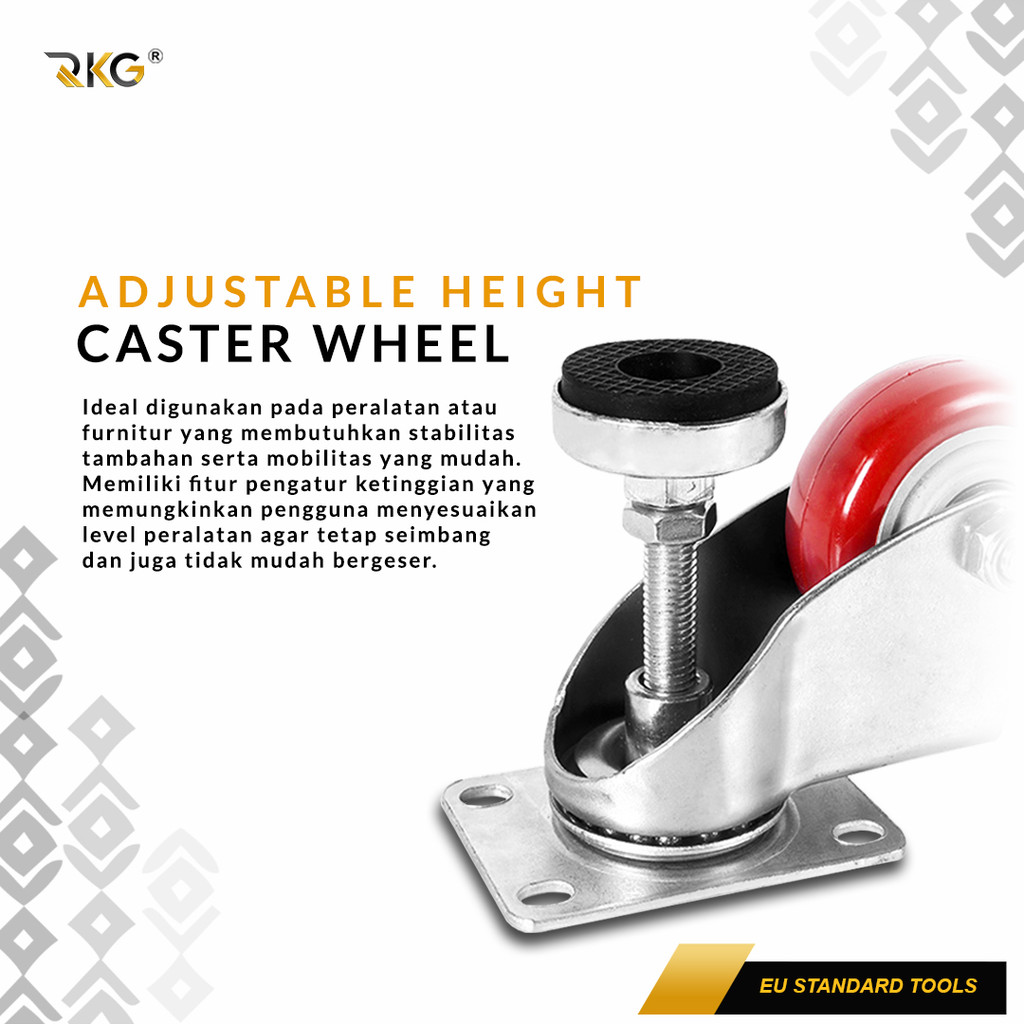 Jual Roda Nilon Red Adjuster Wheels 3 Inch Adjustable Leveling Wheel ...