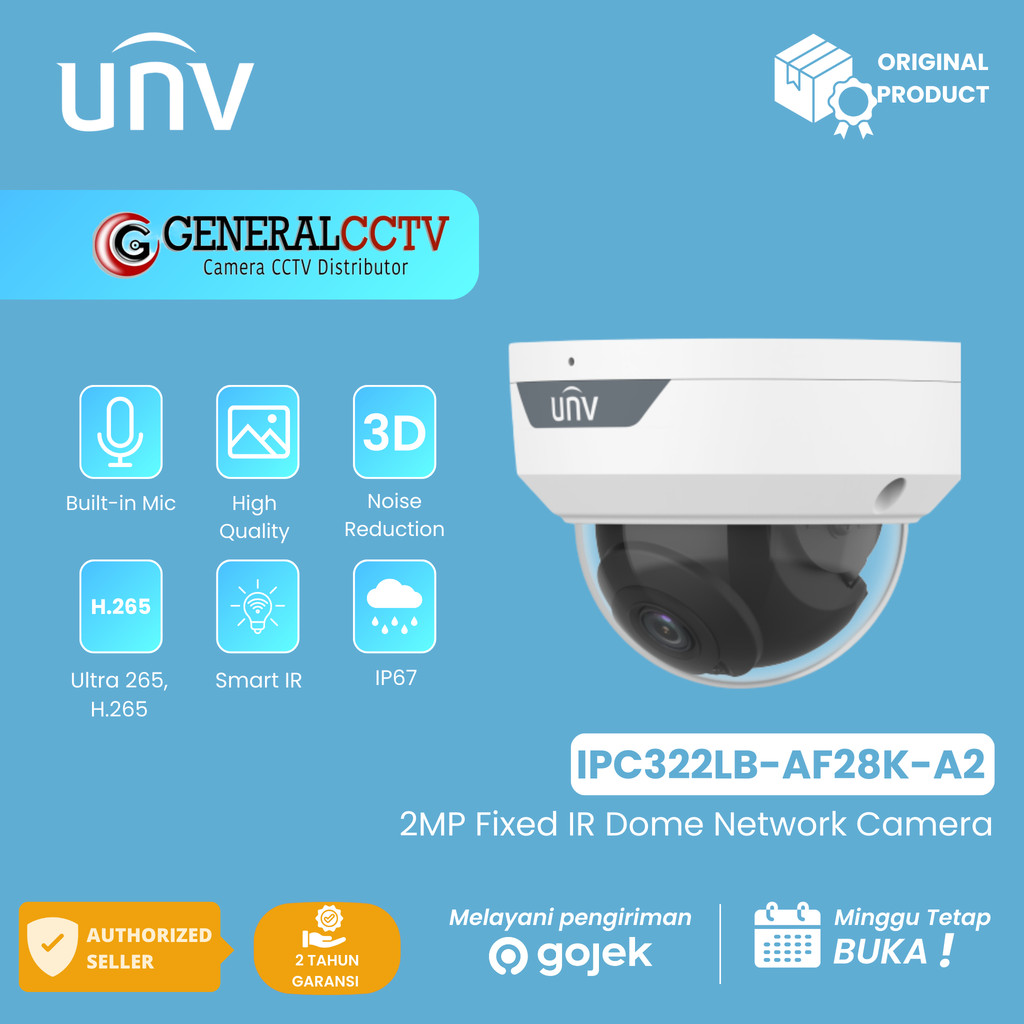 Jual Uniview IPC322LB-AF28K-A2 2MP Fixed IR Dome Network Camera ...