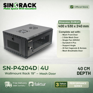 Jual Wallmount Rack Server 4U SINORACK Perforated Mess Door Rack Server ...