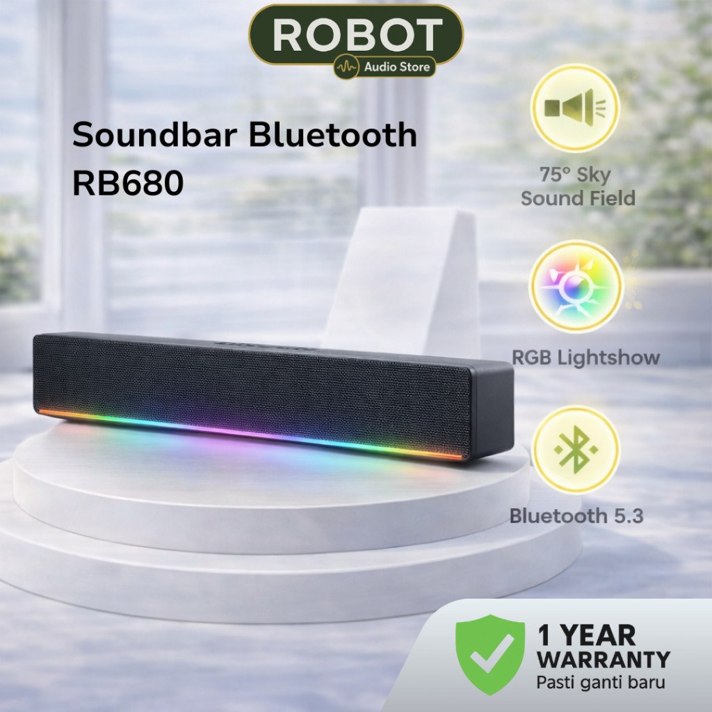 Jual ROBOT Bluetooth Soundbar RB680 Speaker Wireless 5.3 RGB Lightshow ...
