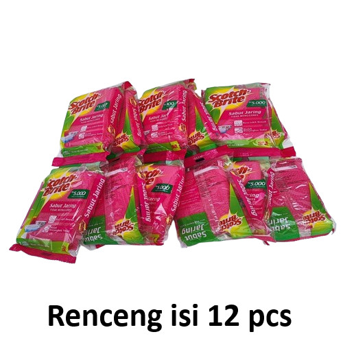Jual SCOTCH-BRITE SABUT SPONS RENCENG 12 PCS JARING T-60 PINK CUCI ...