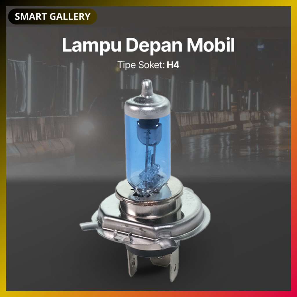 Lampu Depan Mobil Halogen Headlamp Super Terang Xenon H4 Natural White 60/55W 100/90W 12V