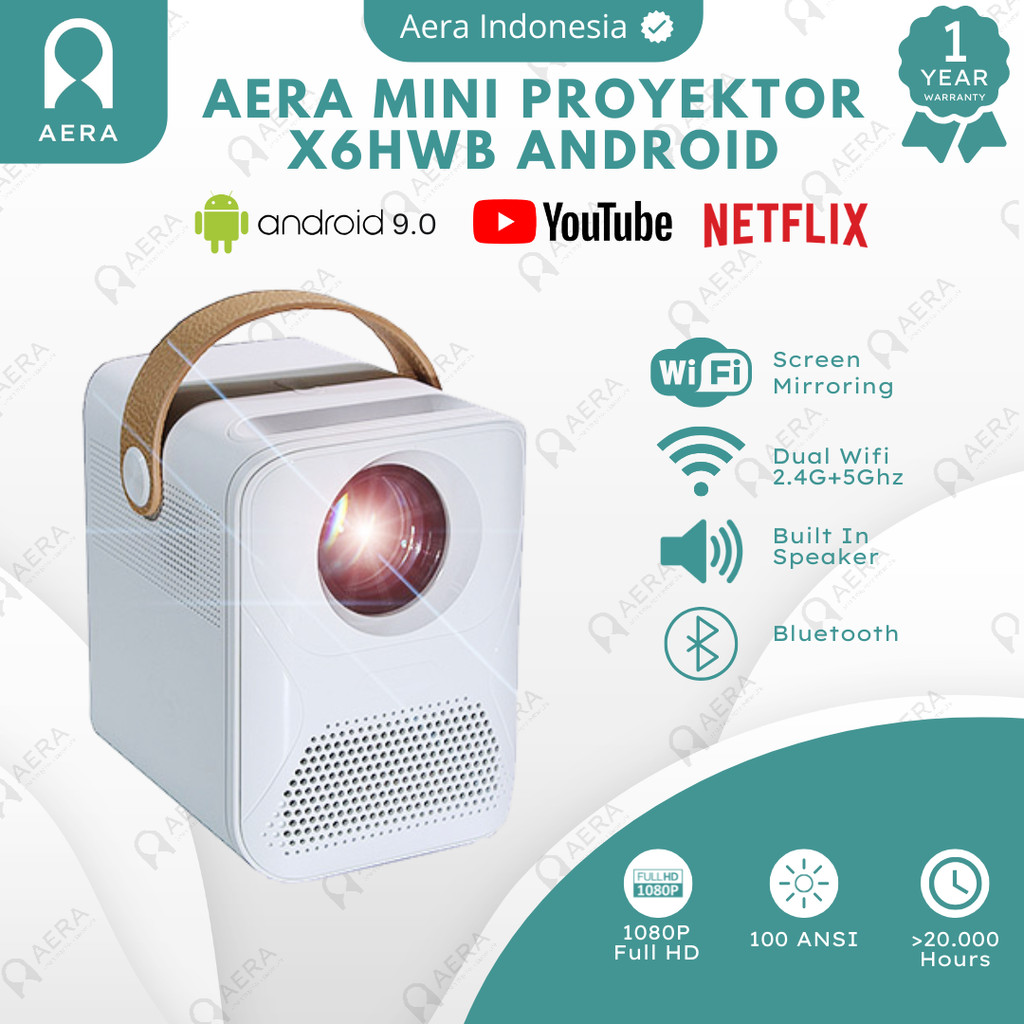 Jual Aera Smart Proyektor Android Mini X6HWB 100 Ansi Lumens 1080P ...