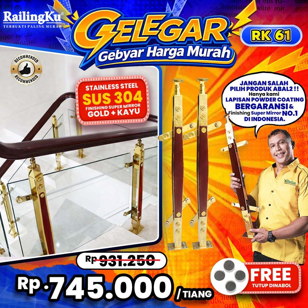 Jual Railing Tangga Stainless Gold Edition Tiang Railingku [GELEGAR ...