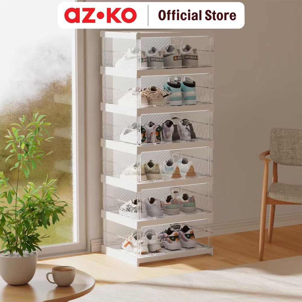 Jual AZKO Stora Kotak Sepatu Lipat Tingkat - Putih Tempat Sepatu Rak ...