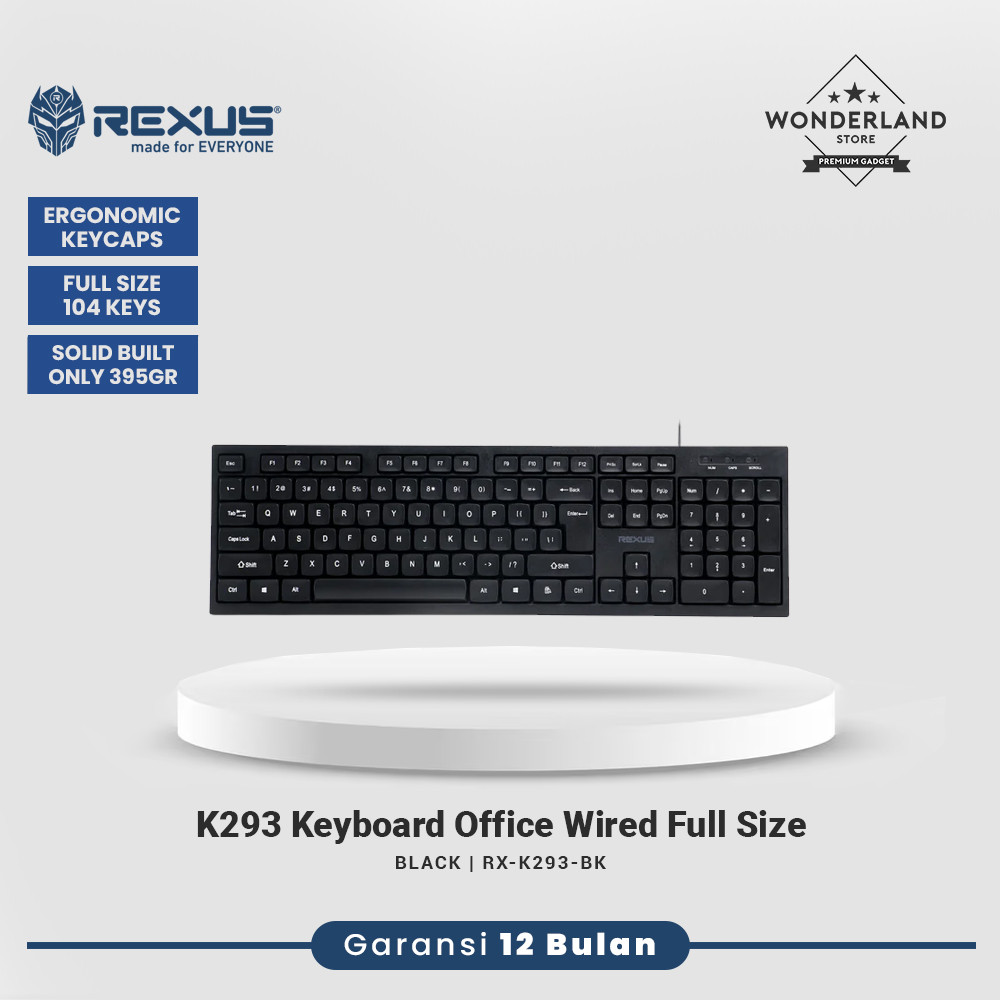 Jual Rexus K293 Keyboard Office Wired Ergonomic Full Size Membrane ...