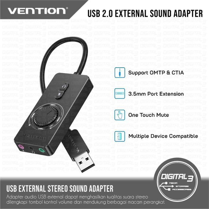 Jual VENTION Converter Adapter Audio USB 2.0 External Sound Adapter 3 ...