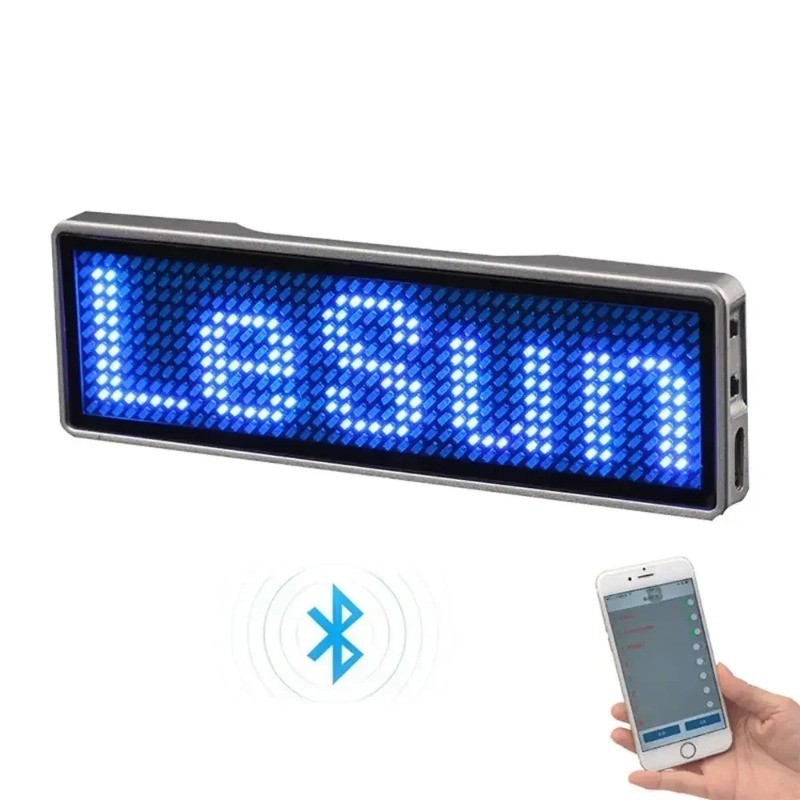 Jual Rechargeable Bluetooth Digital LED Badge Insignia DIY Programmable ...