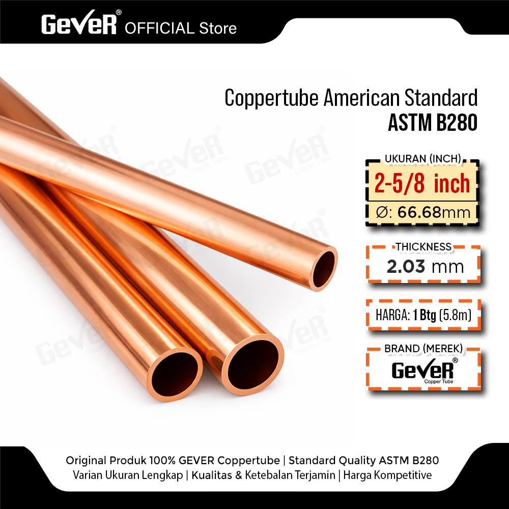 Jual PIPA TEMBAGA 2.5/8 INCH Tebal 2.03mm ASTM B280 GEVER COPPER TUBE ...