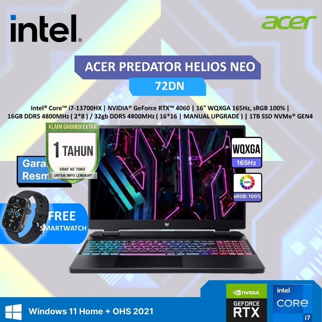 Jual ACER PREDATOR HELIOS NEO PHN16 - RTX4060 I7 13700HX ( GEN 13 ...