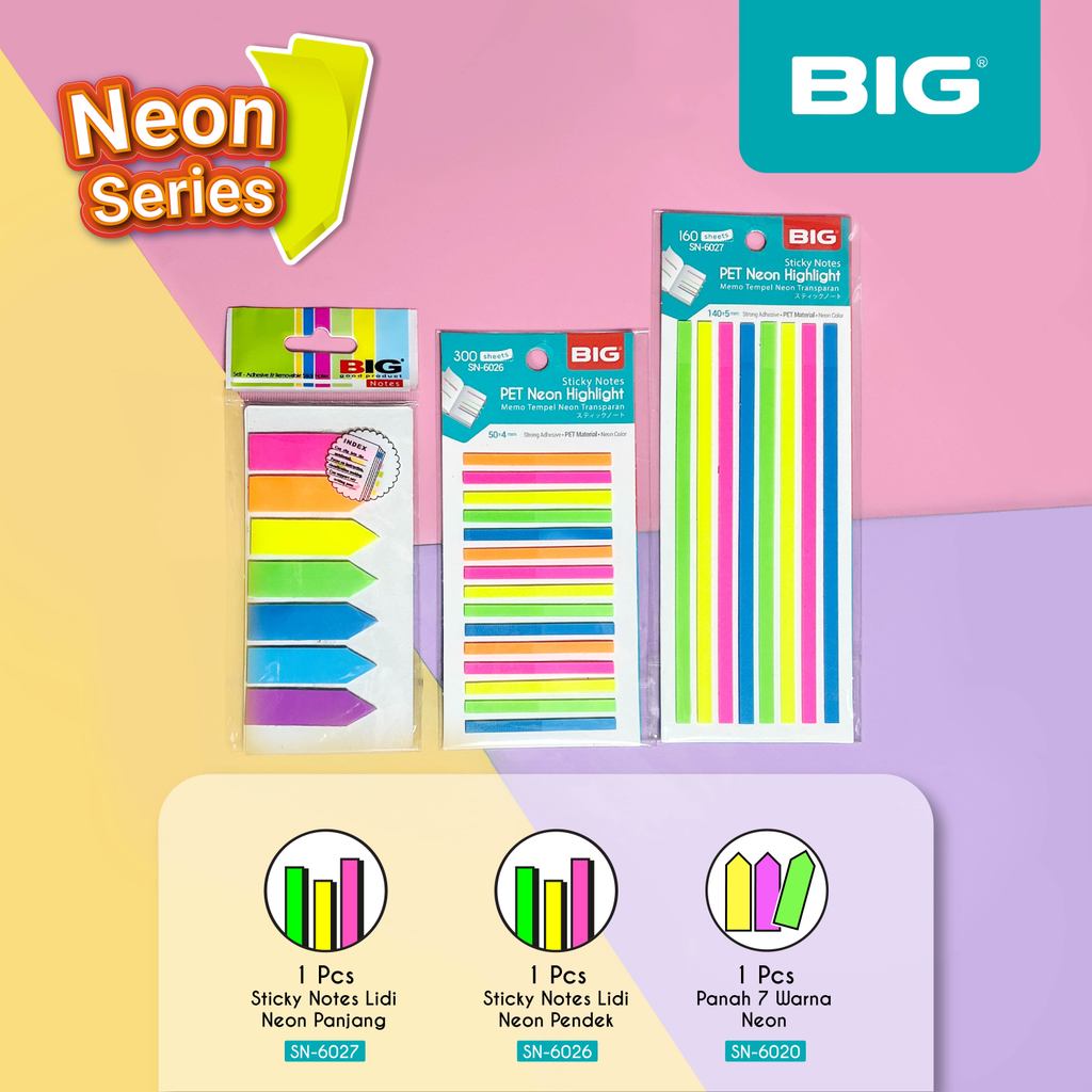 Jual BIG Paket Bundling Nge-Hits: Sticky Notes Pastel & Fluorescent ...