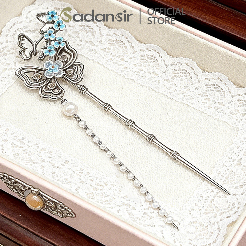 Jual Sadansir Tusuk Konde Cina Baru Rumbai Elegan Bunga Biru Jepit ...
