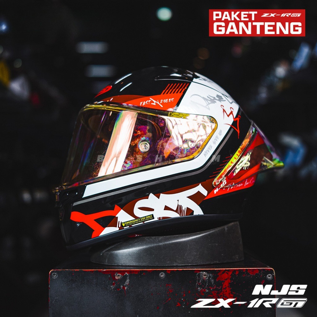Jual Helm NJS ZX-1R GT MOTIF PAKET GANTENG CLEAR IRIDIUM Helm Full