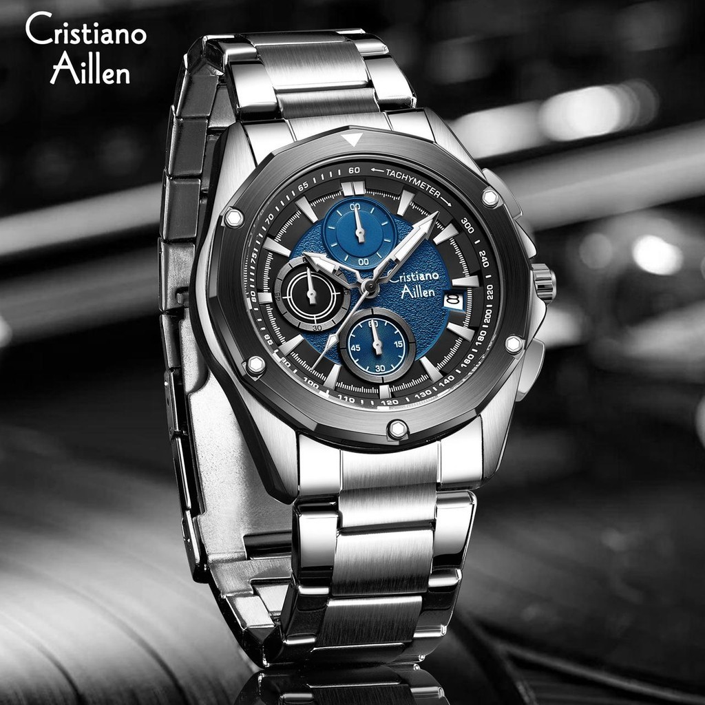 Jual Cristiano Aillen Jam Tangan Pria Analog 8899 Rantai Stainless