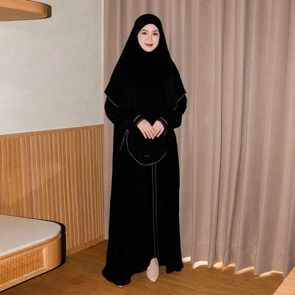 Gamis Set Khimar Haji dan Umrah Bahan Cooltech Anti UV tampilan keseluruhan