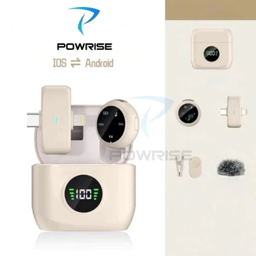 POWRISE K31Pro Wireless Microphone 2 In 1 Clip On Mic Plug Play Dual Lavalier Microphone