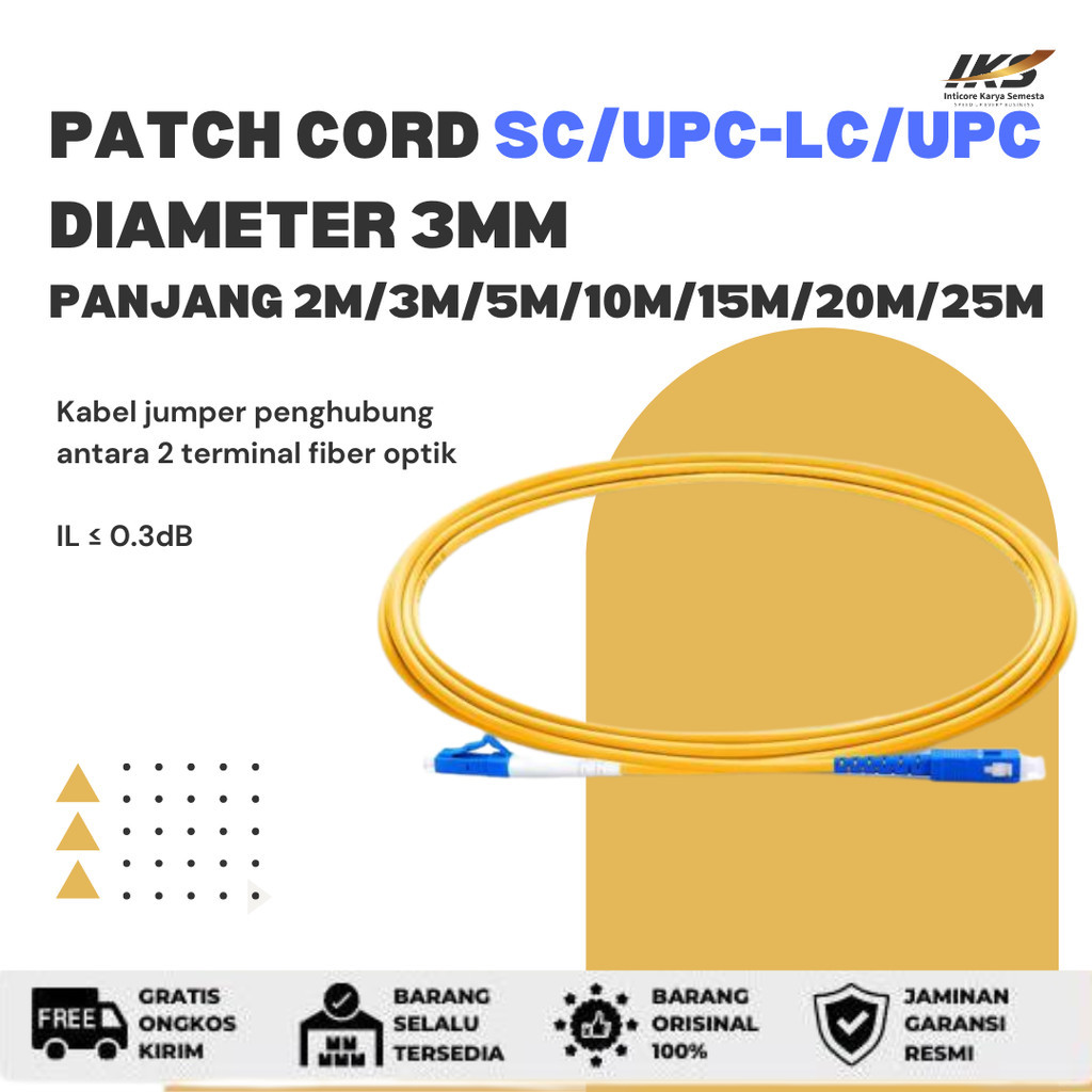 Jual Patchcord SC UPC - LC UPC Kabel Fiber Optik Diameter 3mm Berbagai ...