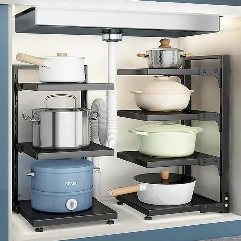 Jual Multi-layer Kiten Storage Racks Sewer Cabinet Layered Pot Rack ...