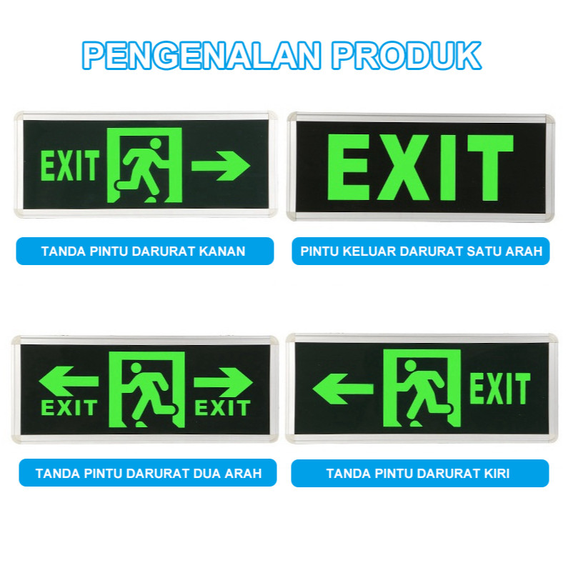 Jual Lampu Emergency EXIT LED 1 Sisi / 2 Sisi Sign Board Petunjuk Jalur ...