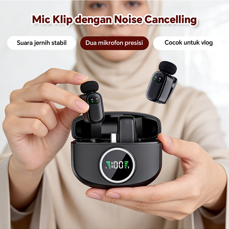 Jual MISENI Dual Mic Wireless Lavalier Microphone Ultra Mini Clip on ...
