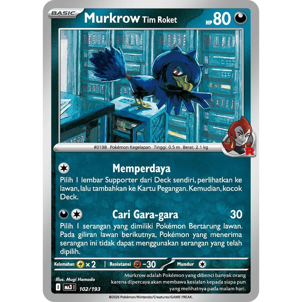 Jual TCG Murkrow Tim Roket 102/193 MA3 Impian Mega EX KARTU CARD ...