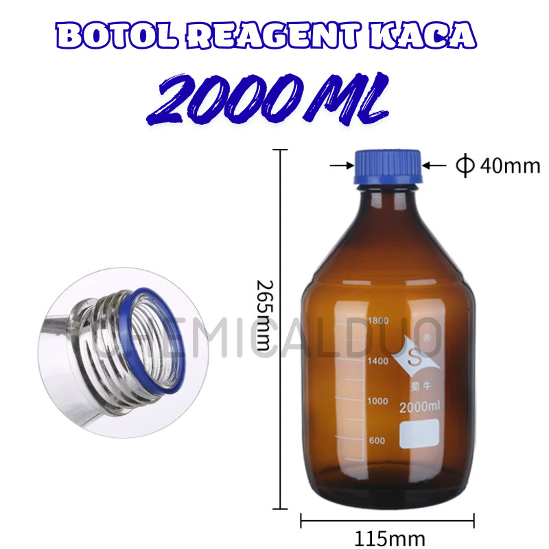 Jual Botol Kaca Coklat Tutup Biru 2000ml Botol Amber Laboratorium ...