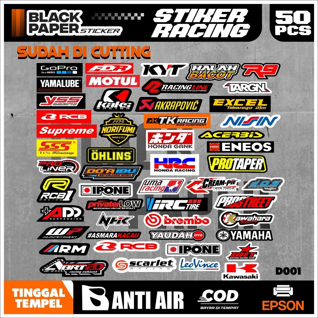 Jual Stiker Pack Sudah Terpotong Stiker Racing Stiker Bengkel Balap ...