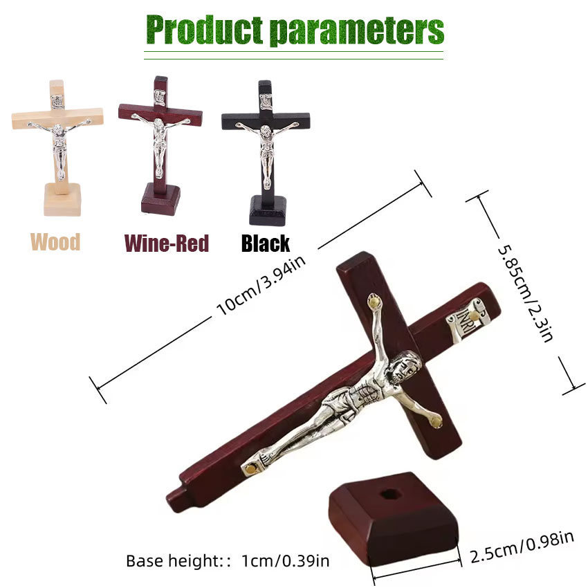 Salib Duduk Kristen Protestan / Ornamen Cross Desktop Kayu Jati 4