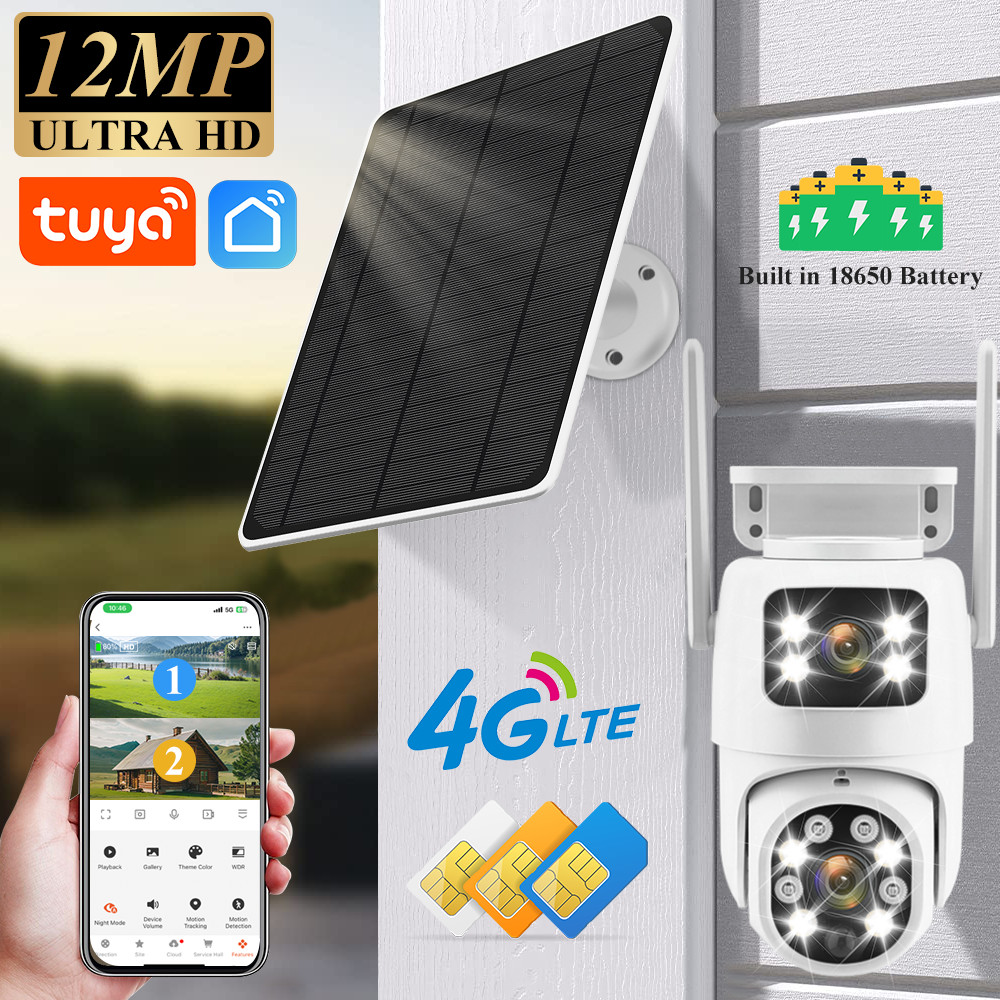 Jual Tuya Solar 4G Outdoor Waterproof Camera PIR Auto Tracking 12MP ...