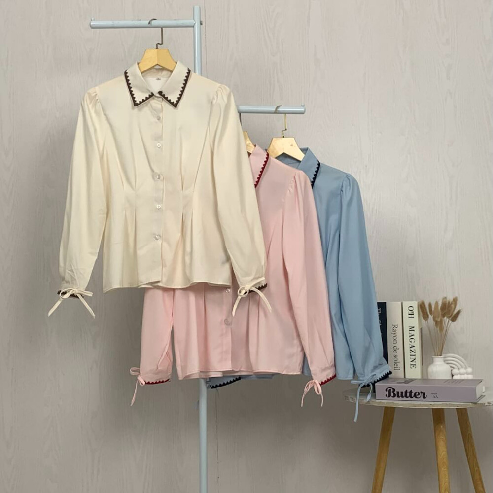 Jual CHICMORE Blus wanita lengan panjang yang modis dengan hiasan renda ...