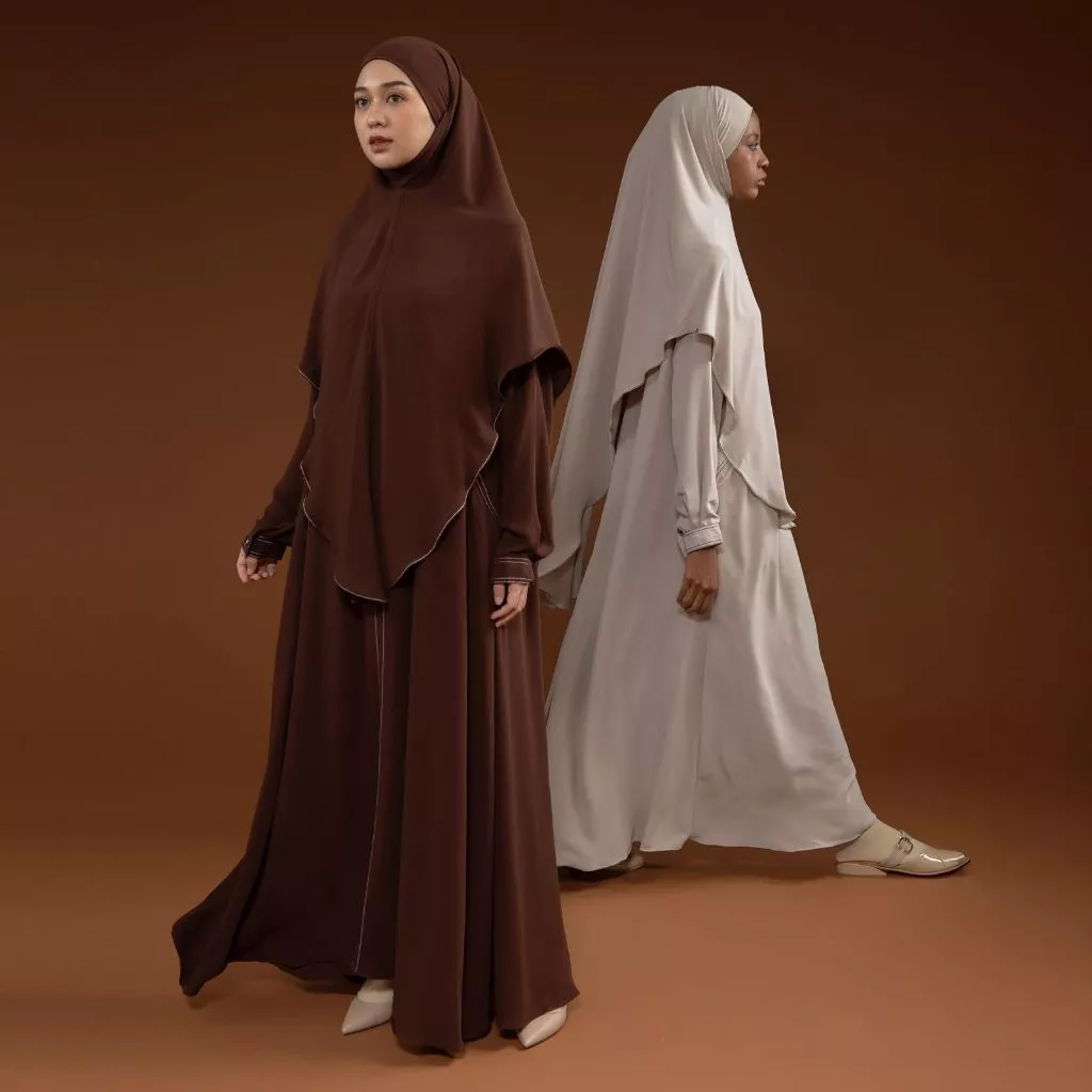 Gamis Set Khimar Haji dan Umrah Bahan Cooltech Anti UV untuk ibadah