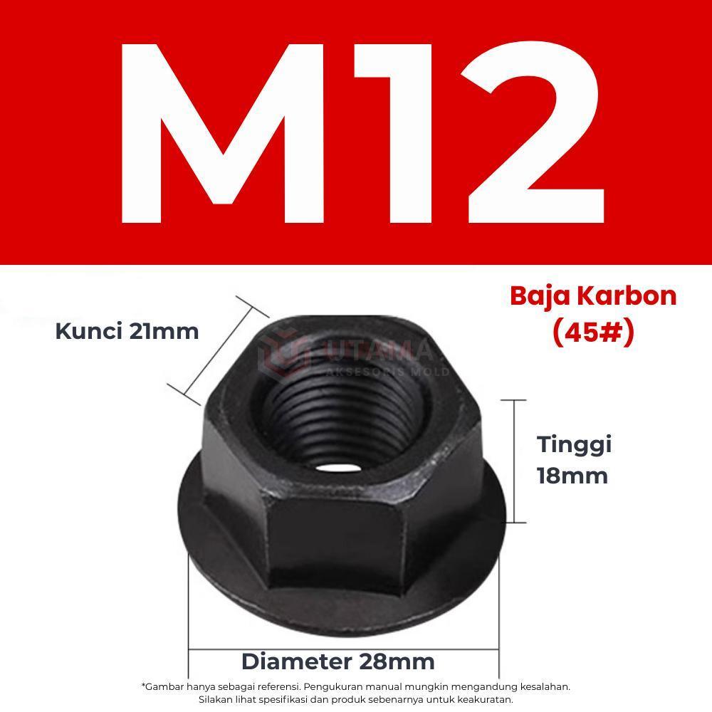 Jual Mur Flange M12-(21) Mur Topi Collar Nut Clamp Injection 12mm 12 mm ...