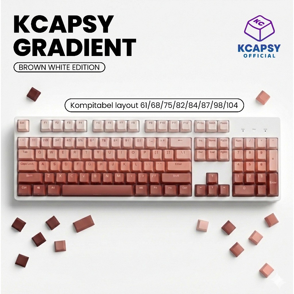 Jual 5Star Gradient Keycaps Brown White Edition PBT Double Shot Anti ...
