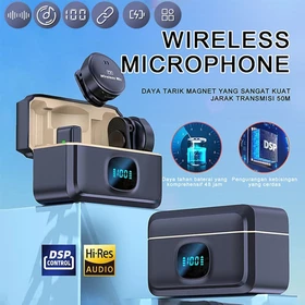 Mic Wireless Q8 2.4G Clip On Magnetic Microphone Lavalier Noise Reduction Untuk HP Pengurangan
