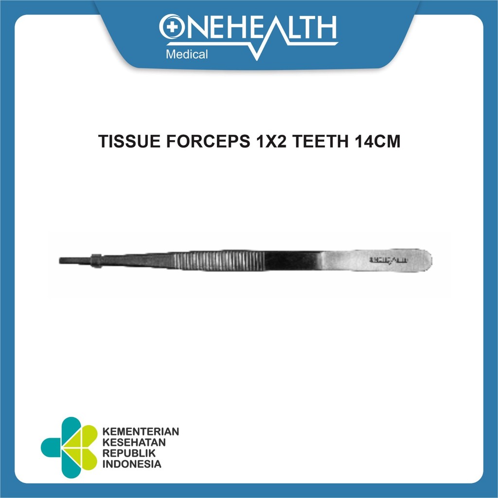 Jual Onehealth Tissue Forceps 1X2 TEETH 14 CM Pinset Cyrurgis ...