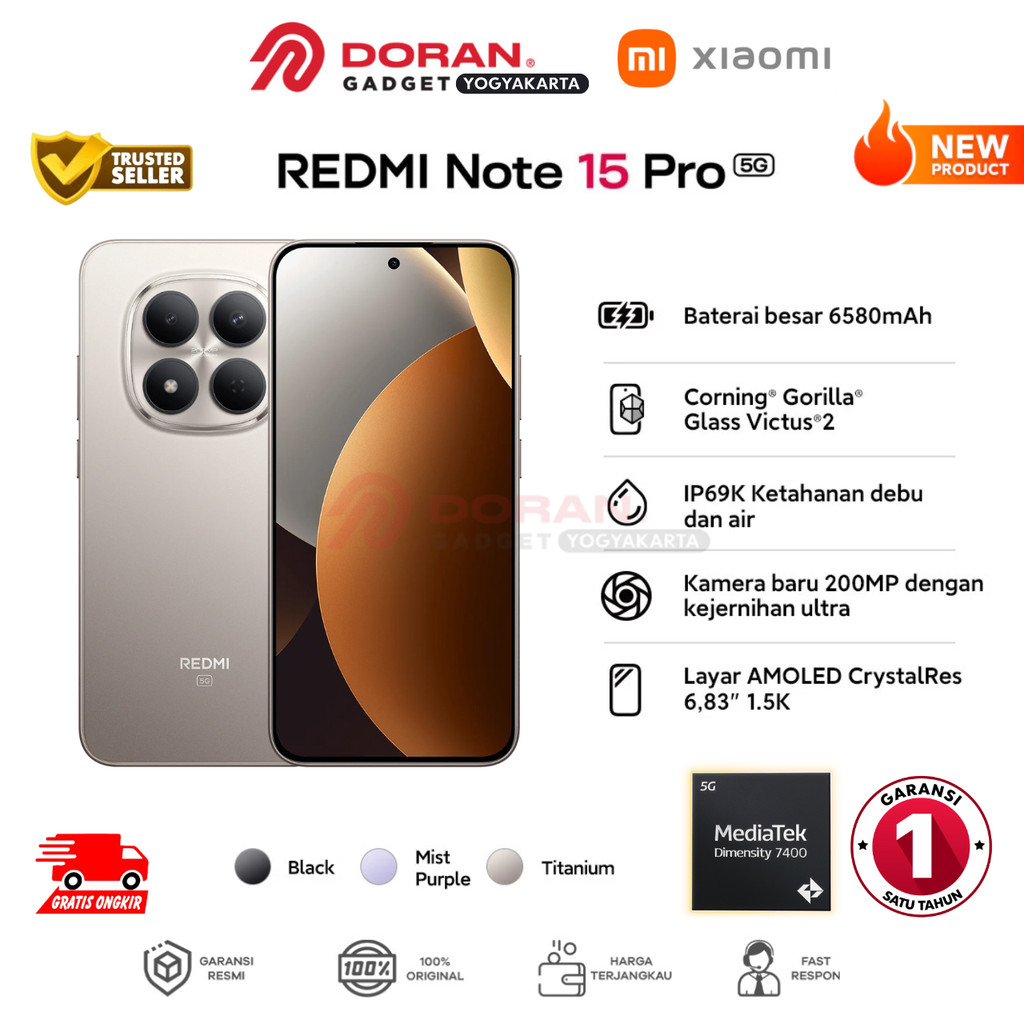 Jual Xiaomi Redmi Note 15 Pro 5G (8/256GB) (12/512GB) 6580mAh IP69 ...